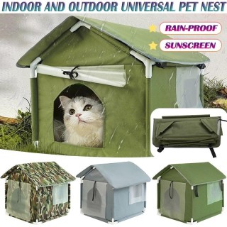 Haustierhaus für streunende Katzen, Winter, warm, Oxford-Stoff, für Katzen und Hunde im Freien armee grüne