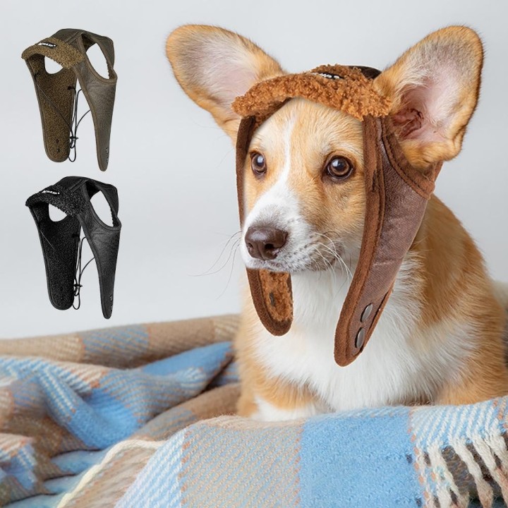 Niedliche Fliegermütze für Haustiere, Hunde, lustiges Kostüm, Cosplay-Mütze, Herbst/Winter, winddicht, Motorrad-Pilotenmütze