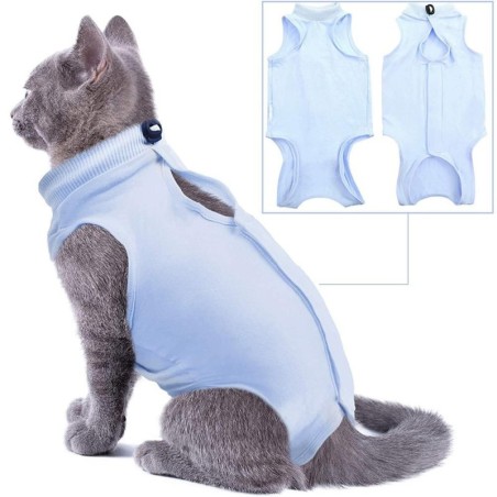 Katzen-Erholungsanzug für Bauchwunden, atmungsaktives E-Halsband, Alternative gegen Lecken bei Hunden Large blau
