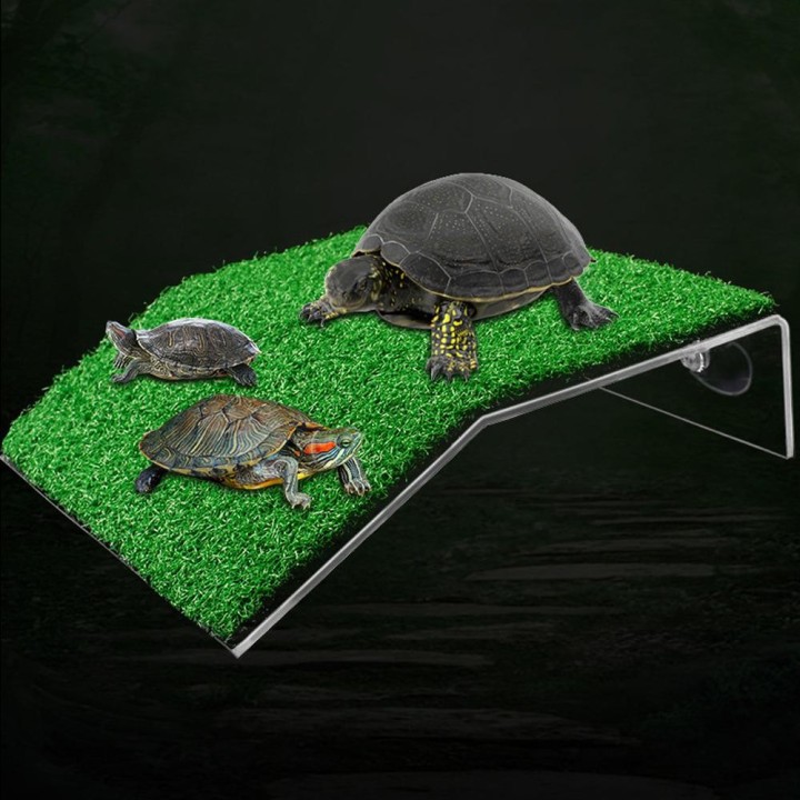 Aquarium Dekoration Saugnapf Schildkröte Kletterleiter Schildkröte Sonnenplattform Simulierte Rasenlandschaftsgestaltung Troc