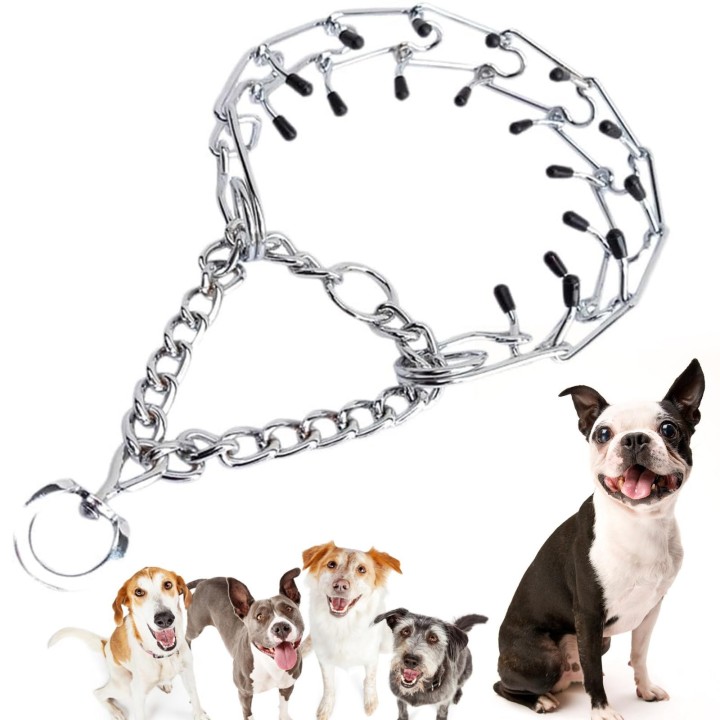 Hundehalskette Chrom Edelstahlkette Hundehalsband mit Schutzhülle Größe individuell verstellbar Hundehalsband für kleine mitt