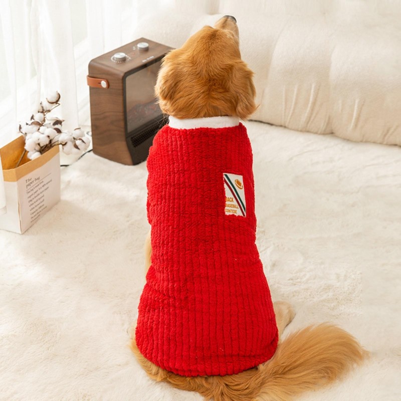 Winter Big Dog Fleece Weste Zweibeinigen Baumwollmantel Haustier Kleidung XXXL rot