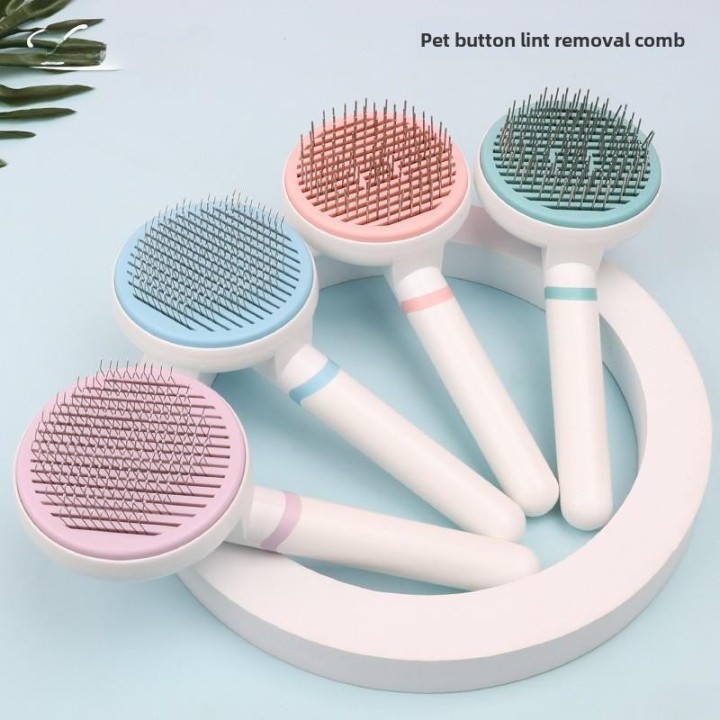 Automatischer Tierhaarentfernungskamm für Katzen und Hunde thick needle rosa
