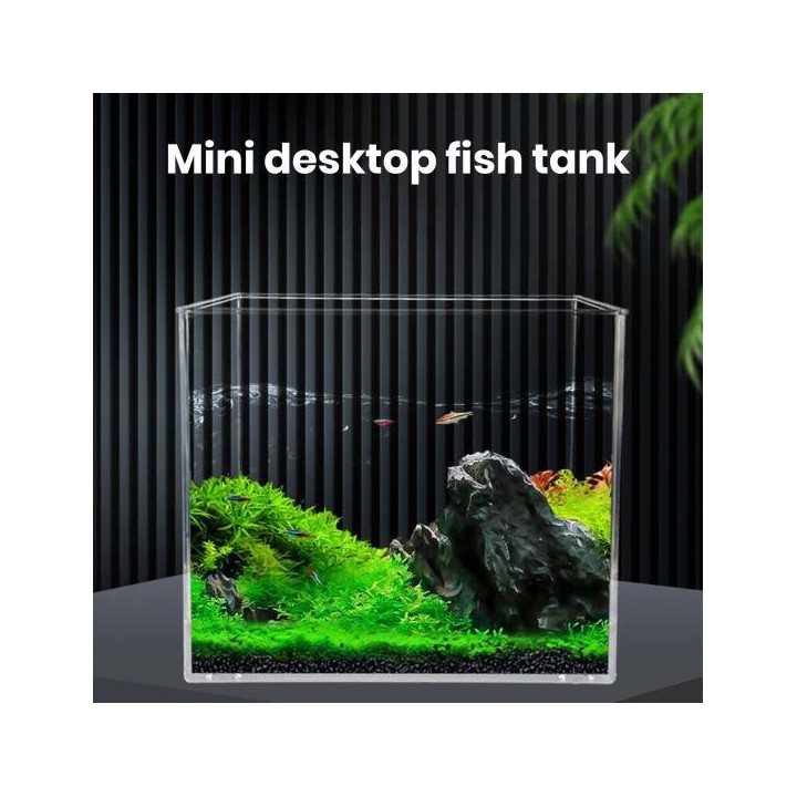 Aquarium Glatte Kanten Kleines Aquarium Hohe Transparenz Desktop Aquatische Landschaft Tankdekoration S