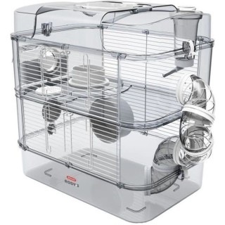 ZOLUX Käfig auf 2 Ebenen für Hamster, Mäuse und Rennmäuse - Rody3 duo - L 41 x T 27 x H 40,5 cm - Weiß