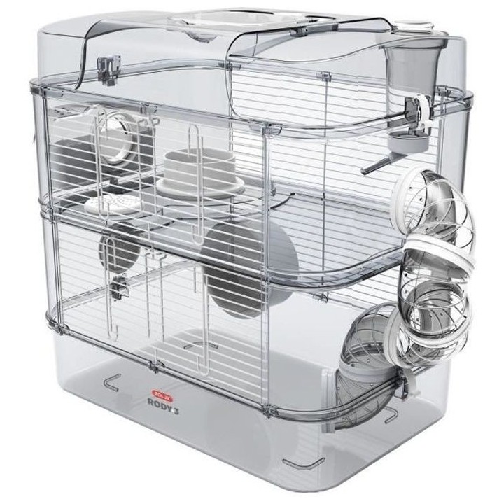 ZOLUX Käfig auf 2 Ebenen für Hamster, Mäuse und Rennmäuse - Rody3 duo - L 41 x T 27 x H 40,5 cm - Weiß