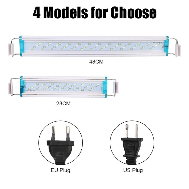 EU/US-Stecker Weiß Blau Super Slim Aquarium LED Licht Clip Lampe 28/48cm Fisch Tank Wasserpflanze wachsen Beleuchtung