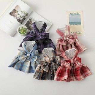 Pet JK Plaid Rock Geschirr und Leine Set für Katzen und Welpen L (for 8-11 catty pets) blau