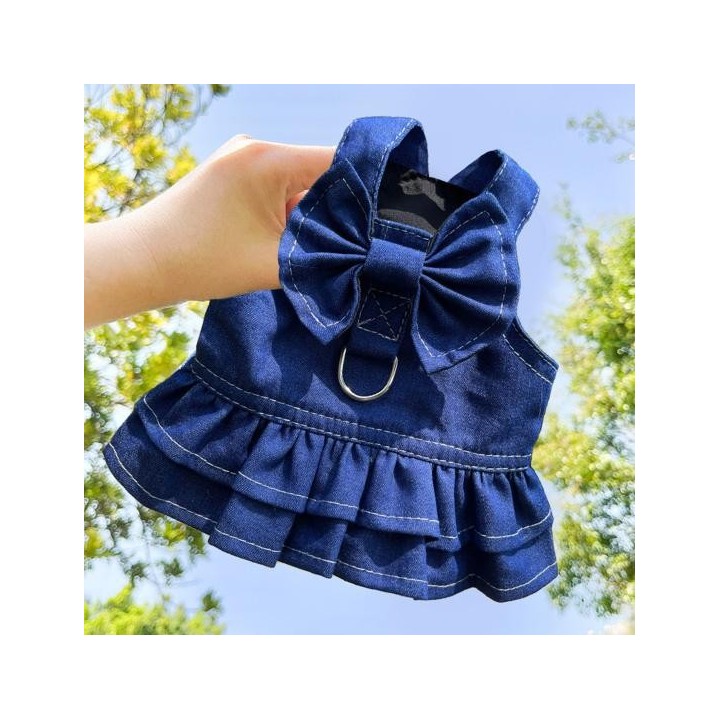 Schöner bequemer Pullover-Hunderock, Geschirr, Prinzessinnen-Outfits für draußen L blau