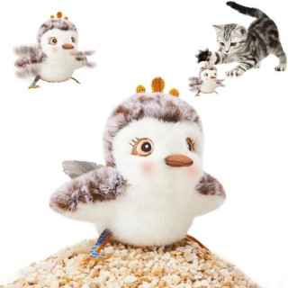 Katzenspielzeug „Vogel mit flatternden Flügeln“, berührungsaktivierter, interaktiver Zwitschervogel mit lebensechter Geräusch