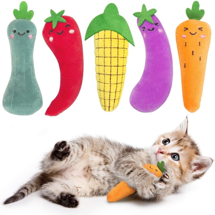 5 Katzenspielzeuge für den Innenbereich, interaktives Katzenspielzeug, Kauspielzeug für Katzen, Katzenkissenspielzeug S bunt