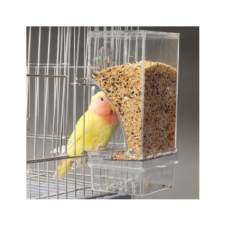 Transparenter Vogelfutterspender aus Acryl, automatischer, sauberer Futterspender für Vogelkäfige, große Kapazität, Futterspe