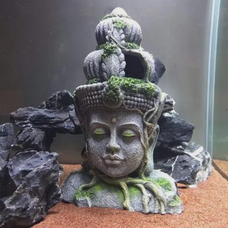 „Bodhisattva-Kopf-Ornament aus Kunstharz für Reptilien und Aquarien“