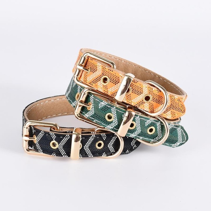 Set aus weichem Lederhalsband und Leine für Haustiere, luxuriöses Hundehalsband mit Schlangenhautmuster, Zugseil, verstellbar