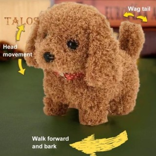 Elektrisches Plüsch-Hundespielzeug für Babys, Bauchzeit, interaktives Bellen, wedelnder Schwanz, Gehen, Welpenspielzeug, Früh