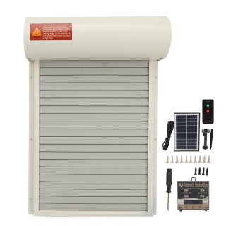 Solarbetriebene automatische Hühnerstalltür mit Lichtsensor, Timer, Fernbedienung, LED-Bildschirm, automatisch weiß
