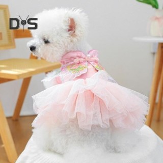 Süßes Welpen-Tutu-Kleid mit Schmetterlings-Prinzessinnenrock für kleine Hunde, Haustier-Spitzen-Kuchen-Camisole-Rock für Part