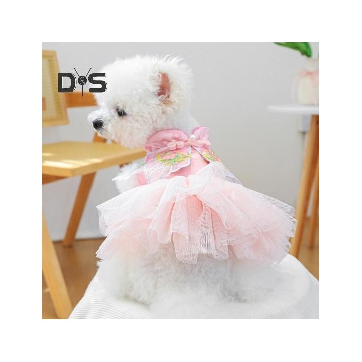 Süßes Welpen-Tutu-Kleid mit Schmetterlings-Prinzessinnenrock für kleine Hunde, Haustier-Spitzen-Kuchen-Camisole-Rock für Part