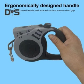 Einziehbare Hundeleine mit ergonomischem Griff und Taschenlampe. Verwicklungsfreies, robustes Nylonseil zum Spazierengehen mi