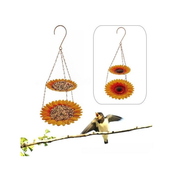 Bienenfutterspender, Schmetterlingsbadeschale, doppellagiges Design, sonnenblumenförmig, hängender Bienentrinkbecher, Schmett