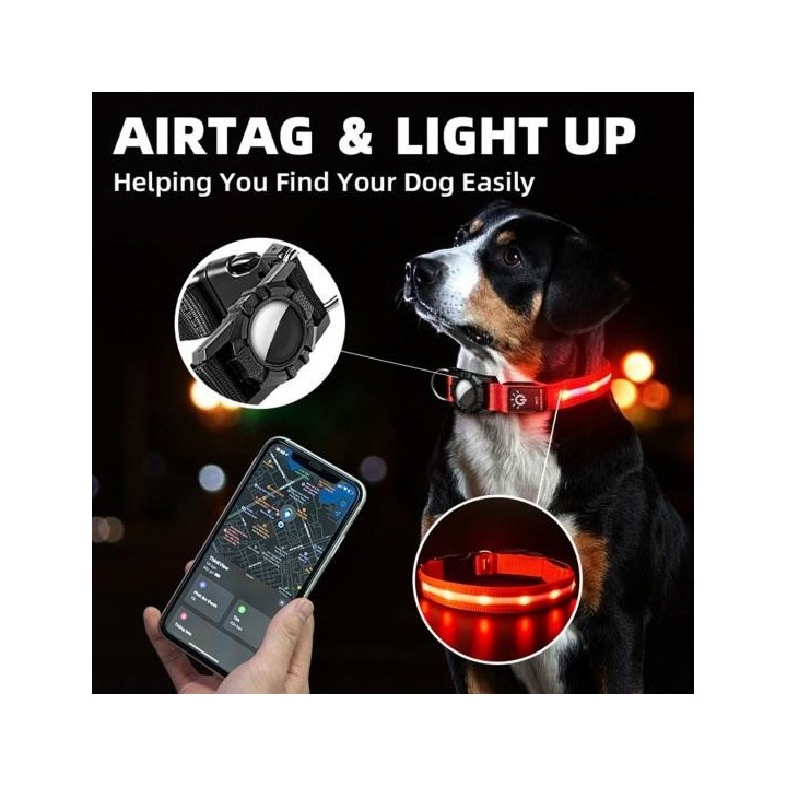 LED-Hundehalsband, wiederaufladbar über USB, leuchtendes Hundehalsband, bequem, wasserdicht, leuchtendes Haustier-Sicherheits