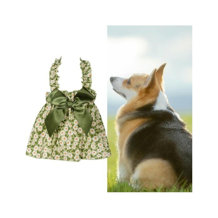 Stilvolle feine Verarbeitung Atmungsaktives Haustierkleid Blumenmuster Hund Bowknot Daily Wear S blau