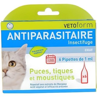 Vetoform Antiparasitaire Puces Tiques et Moustique 6 Pipetten