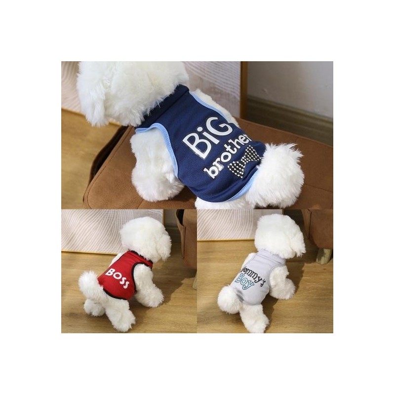 Haustierweste, Rundhalsausschnitt, atmungsaktiv, Buchstabe, weich, bequem, Katze, Hund, Aufdruck, Haustier, ärmelloser Pullov