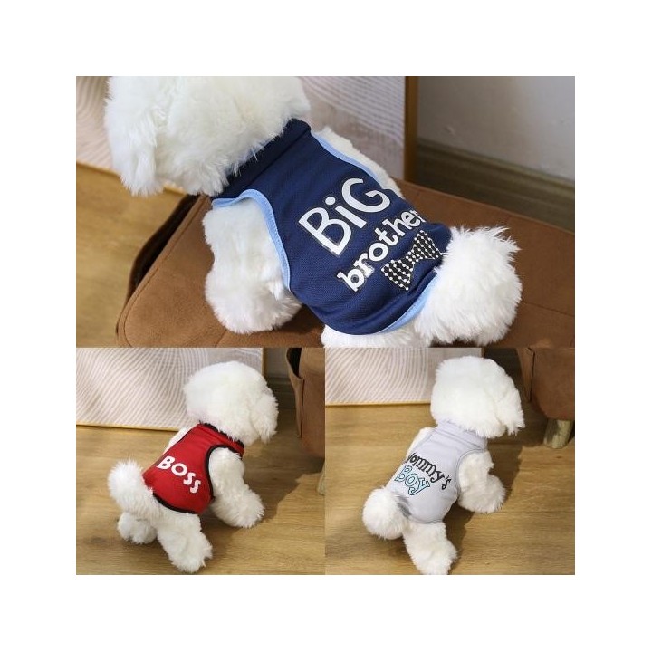 Haustierweste, Rundhalsausschnitt, atmungsaktiv, Buchstabe, weich, bequem, Katze, Hund, Aufdruck, Haustier, ärmelloser Pullov