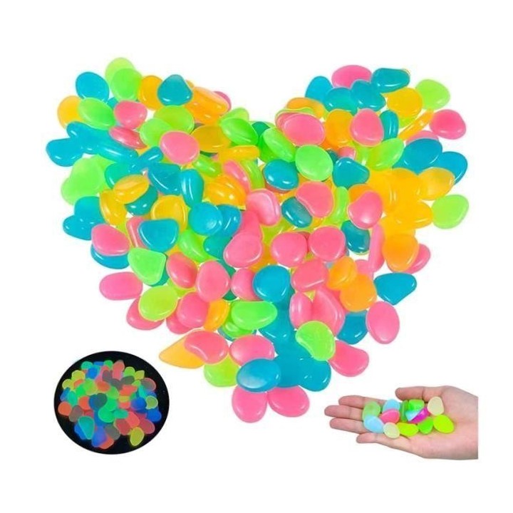 100 Pièces Pierres Lumineuses - Galet Lumineux - Cailloux Fluorescents - Pierres Décoration - Blanc