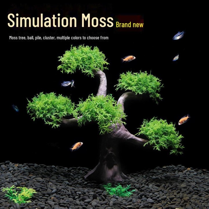 Aquarium Dekorationsset: Künstliches Moos, Plastikgras und sinkendes Holz (Modell MS2701) MS2701 gelb