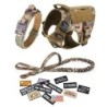 Hundegeschirr, Leine, Halsband, Patches-Set für mittelgroße und große Hunde, Militär-Haustierweste, verstellbar, taktisches H