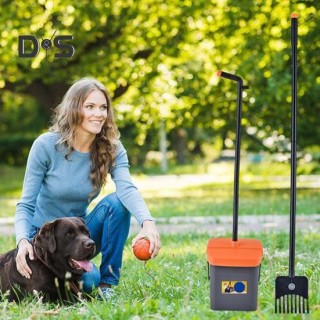 Hundekotschaufel, langer Griff, drehbarer Behälter und Rechen, Kotschaufel-Set mit 35 Abfallbeuteln für Rasen, Hof, Hundehütt