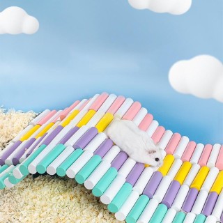 Neu! Hamster Bunte Übungsleiter Hochfestes natürliches Holzkletterspielzeug Heimtierbedarf mit 2 Colorful 6x40cm