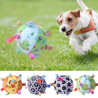 Plüschspielzeug Ball Sound Interaktives Hundespielzeug Plüsch Rassel Ball Haustier Welpen Spielzeug B