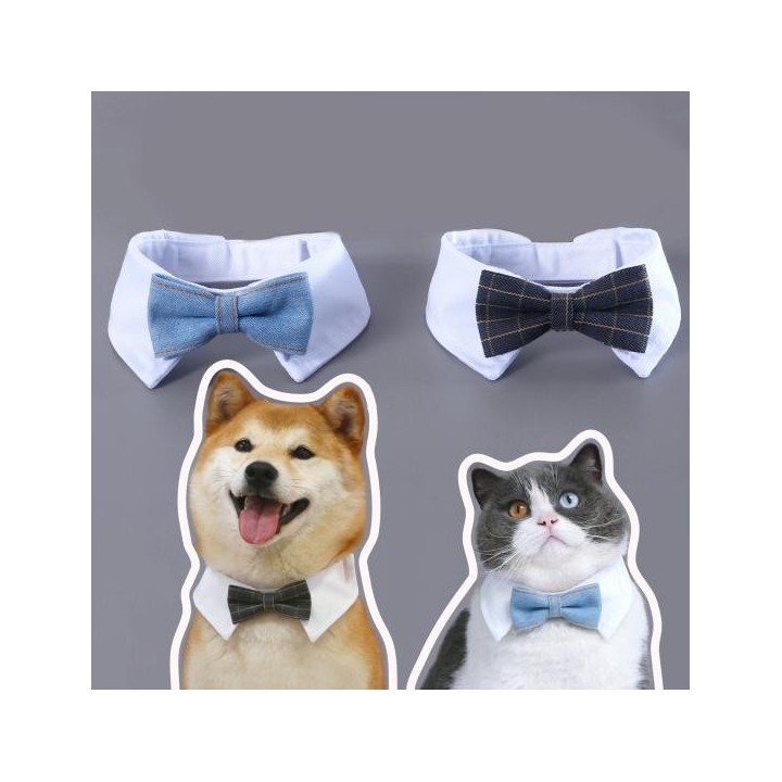 Feine Handwerkskunst Haustier Bowknot Kragen verstellbar schöne hübsche Hund Katze Krawatte S blau