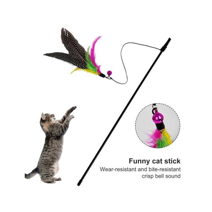 Katze Zauberstab Auffällige Relief Druck Schwarz Kätzchen Teaser Interaktive Glocke Feder Stange