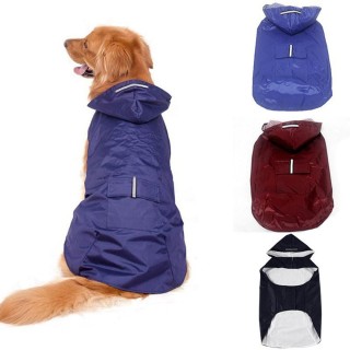 Hunde-Regenmantel, wasserdicht, Kapuzenjacke, Regenponcho, Haustier-Regenbekleidung, Kleidung mit reflektierenden Streifen, O
