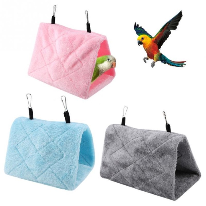 Weiche Plüsch-Hängematte, hängendes Käfigzelt für Vögel, Winter, warmes Bett, Haustierspielzeug S rosa