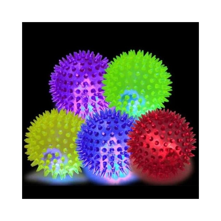 6PCS Licht Up Spike Bälle Apportieren Hunde Spielen Spielzeug Blinkende Lichter Squeaker Kleine One Size