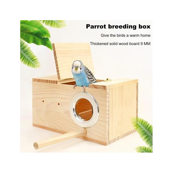 Sittich-Nistkasten, Vogelnest aus Holz, Brutkasten mit Sitzstange, Vogelkäfig, Haus für Unzertrennliche, Nymphensittiche, Wel