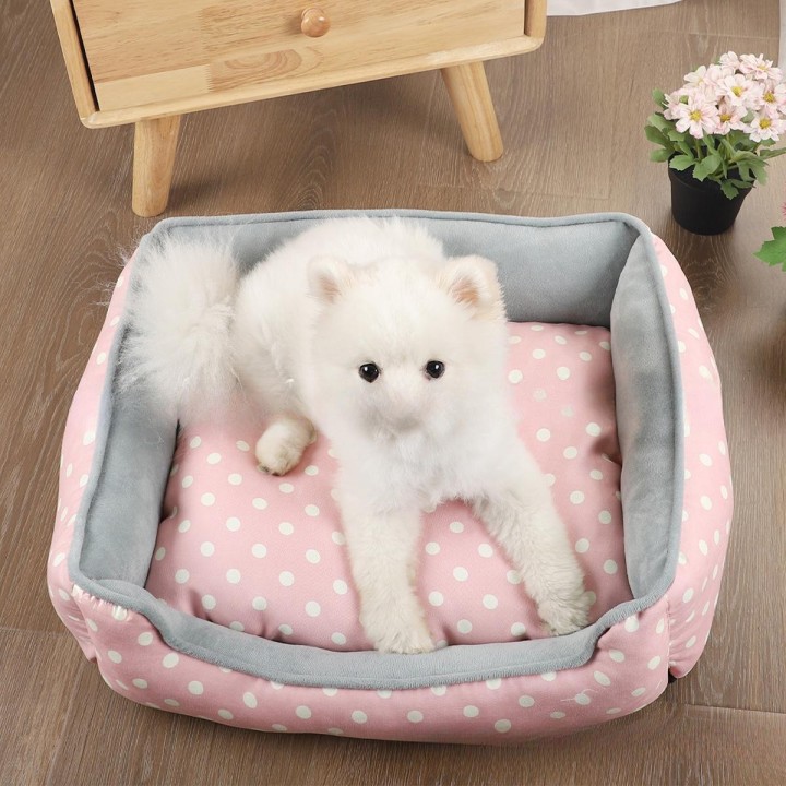 Katzenhütte, quadratische Hundehütte, Haustierhütte, warm im Winter, Haustiermatratze, Zubehör S：40*30*15CM