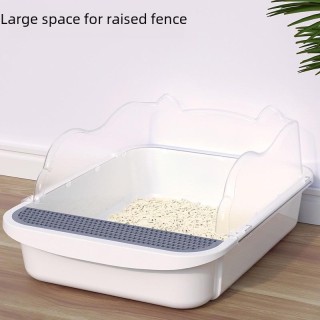 Große, halbgeschlossene, geruchsdichte Katzentoilette für Kätzchen Super Large graue