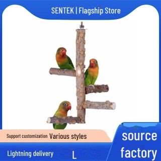 Papageien-Aktivitätsständer mit Kauspielzeug – Vogelkäfig-Sitzstange und Stange aus Pfefferholz small