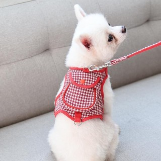 Hahnentrittmuster Kleine Weste PetDog Rucksack Geschirr Mit Tasche Leine Blei Set Outdoor Haustier Halsband Spaziergänge Welp