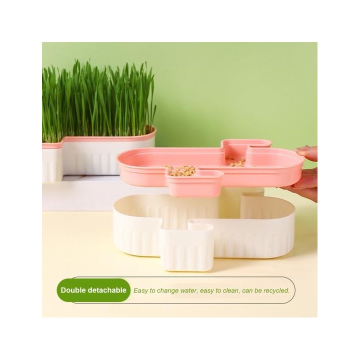 Hydroponischer Katzengras-Pflanztopf, abnehmbarer Boden, feines Filterloch, doppellagige, erdlose Katzenminzen-Snack-Anbaubox