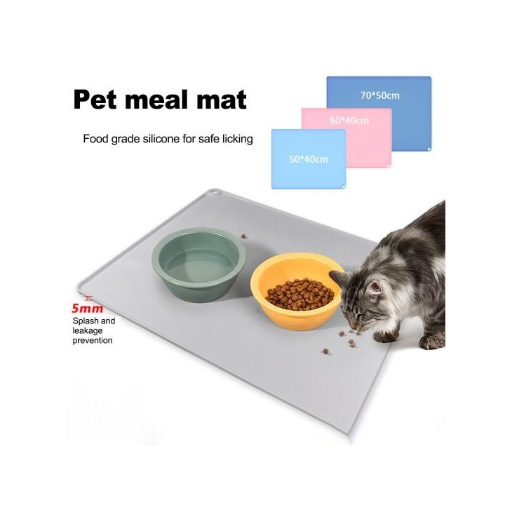 Tischset für Haustiere, wasserdichte Futtermatte aus Silikon für Haustiere mit erhöhten Kanten, auslaufsichere Futternapfmatt