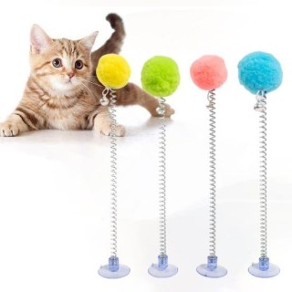 Frühling-typ Katze Teaser mit Plüsch Ball Saugnapf Unten Zauberstab Spielzeug Katze Stick mit blau