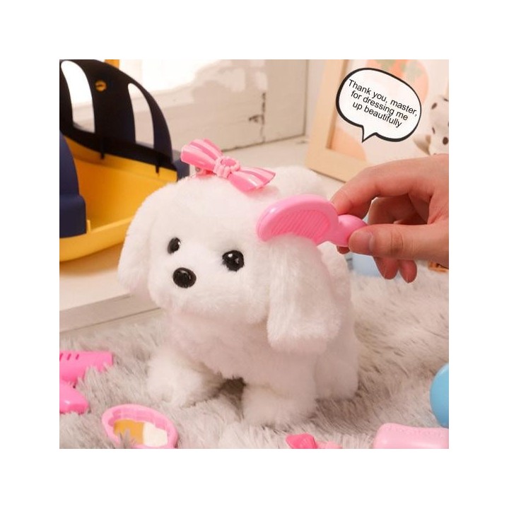 Elektrisches Spielzeug, simuliertes Hundespielzeug, kann laufen, bellen, sich strecken und mit dem Schwanz wedeln C