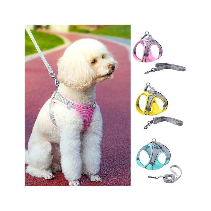 Haustier Brustgurt Atmungsaktiv Verhindern Brechen Freies Reflektierende Walking Hund Traktion Geschirre Hund M rosa